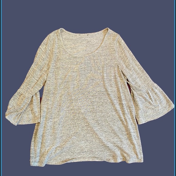 George bell-sleeved cozy grey 2X top - Picture 1 of 3